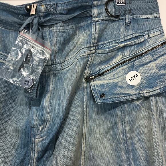 Free People The Cargo Utility Pant Jean Pockets Tie Oversize Fade Blue L - Picture 7 of 7